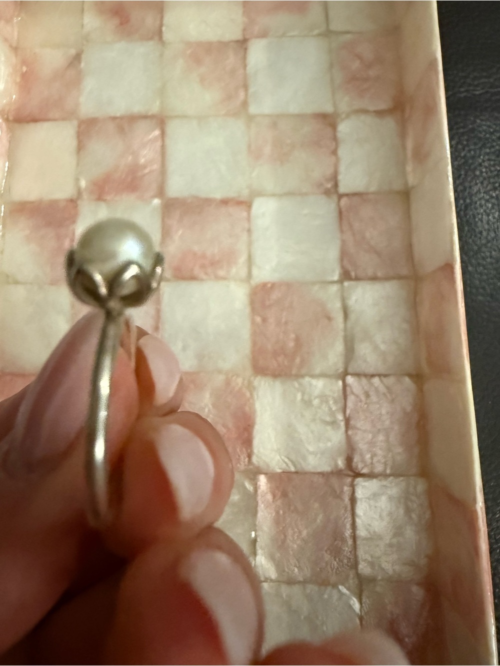 Sterling PANDORA Silver Pearl Solitaire Ring - White Pearl